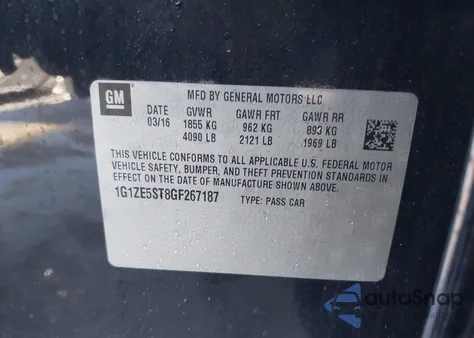 2016 Chevrolet Malibu 1Lt z USA, uszkodzony, nr VIN 1G1ZE5ST8GF267187